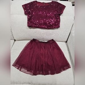 My Michelle Girls Berry Sequin Top & Tulle Skirt Set | Size 14 | Worn Once